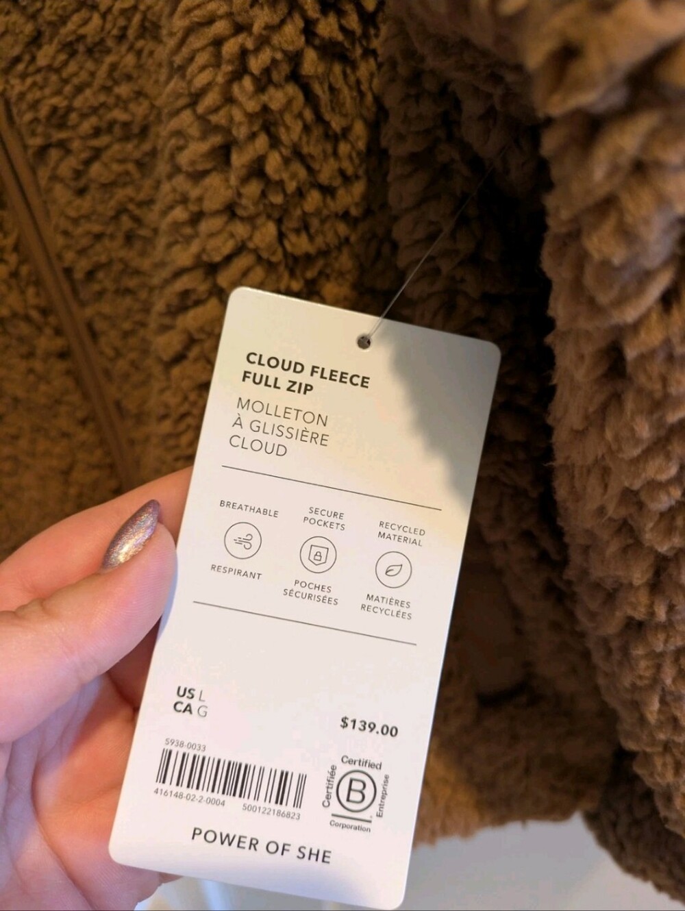 Athleta Cloud Fleece Jacket Pampas Beige Large Zip Pockets Cozy Sold Out - Picture 9 of 9